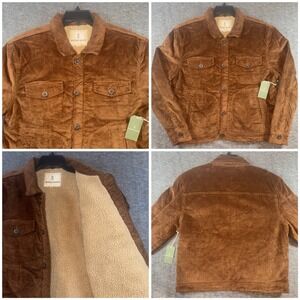 Men's Corduroy Sherpa-Lined Bomber Jacket - Brown